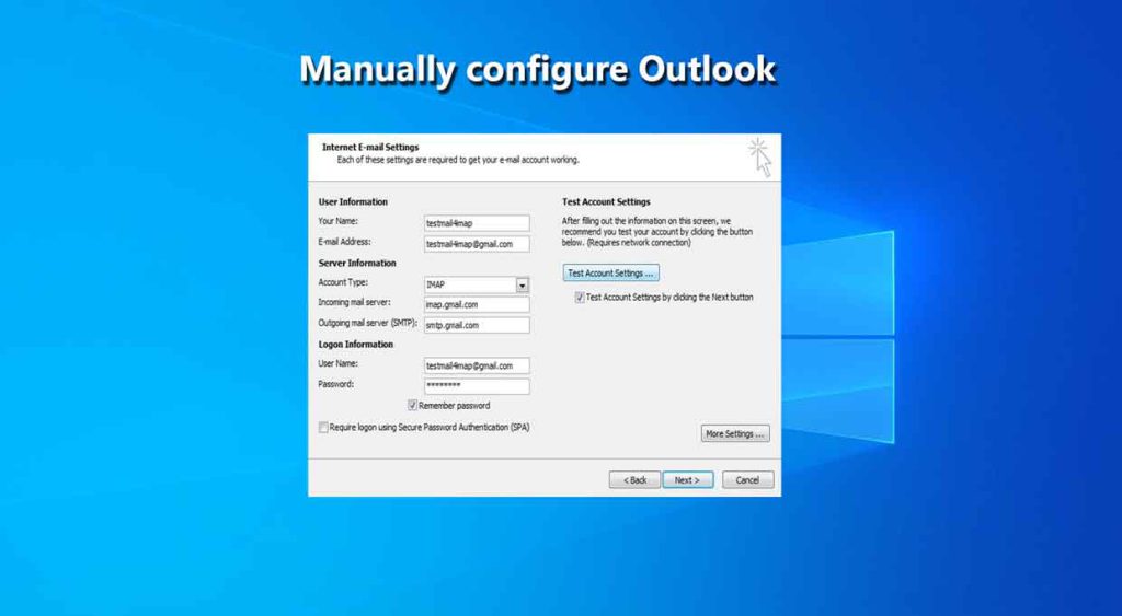 How to Manually configure Outlook 2010