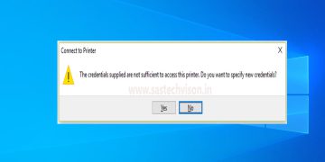 the credentials supplied are not sufficient to access this printer windows 10