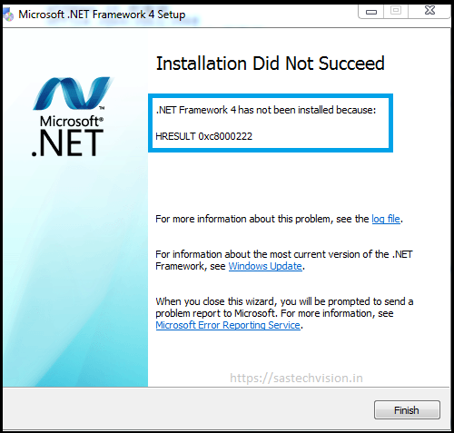 How To Fix Microsoft .Net Framework Error HRESULT 0x8000222