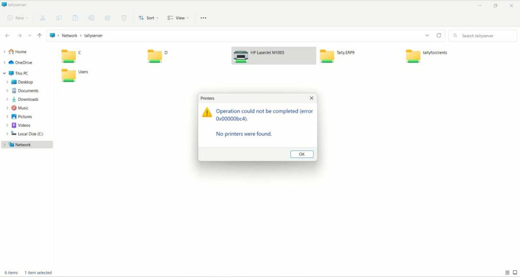 How to fix error 0x00000bc4, No printers were found in Windows 11