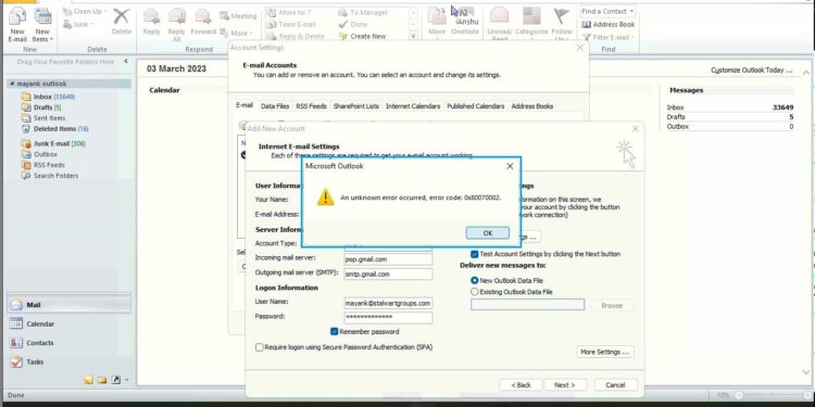 How to fix Microsoft Outlook Error 0x80070002 on Windows 11/10