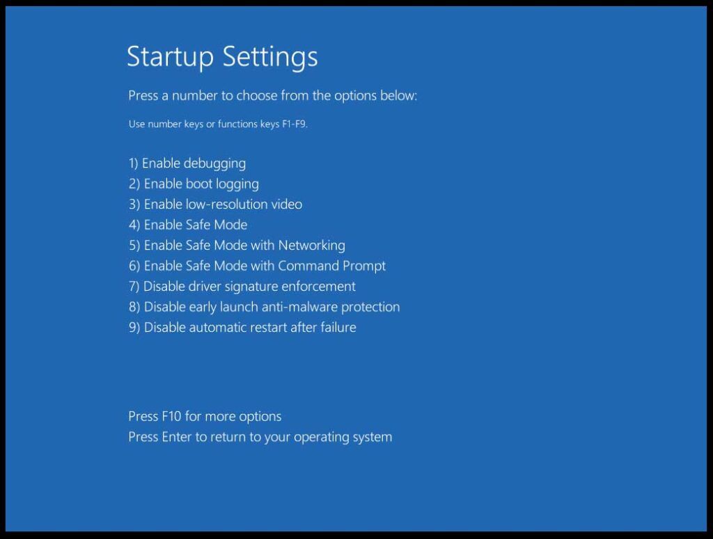 startup Settings