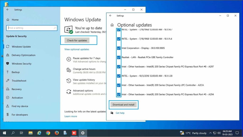 update drivers with Windows updates