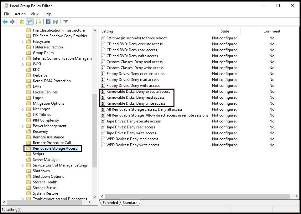 Disable USB Storage by Using the Group Policy