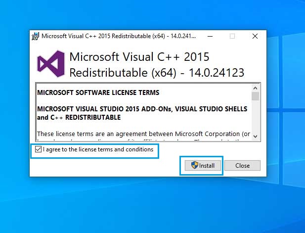 Reinstall the latest Visual C++ Redistributable for Visual Studio 2015