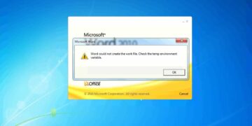 MS Word could not create the work file, Check the Temp Environment Variable