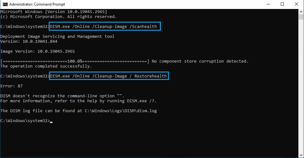 Run the DISM Tool-win32kbase.sys