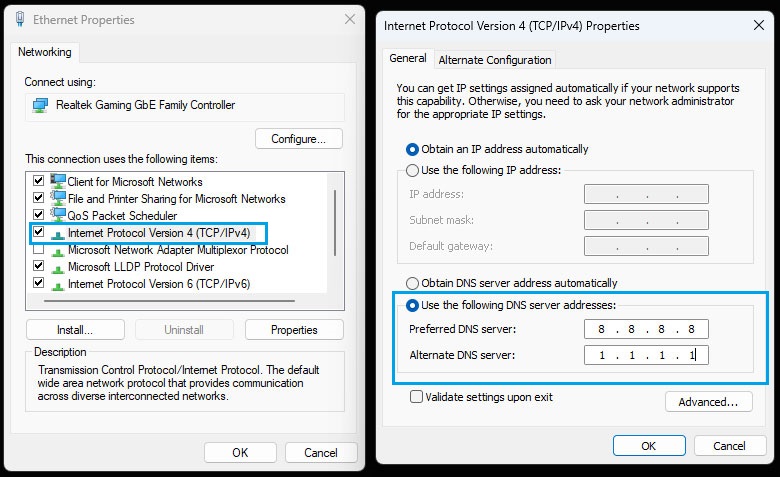 DNS Address 0x800704cf