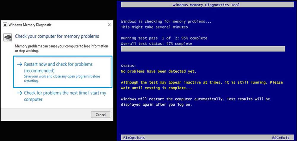 Start Memory Test - System Service Exception