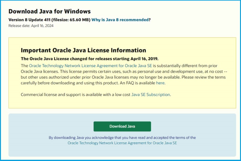 Download Latest Version of Java