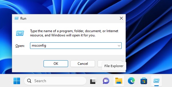 Run msconfig command in windows 11