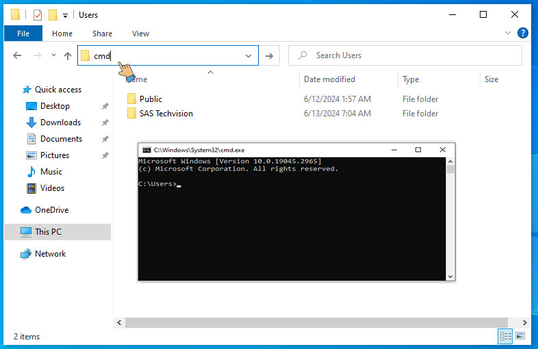 Open Command Prompt from the File Explorer