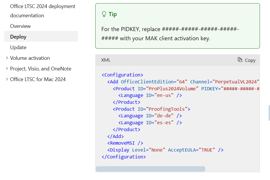 Office deployment XML